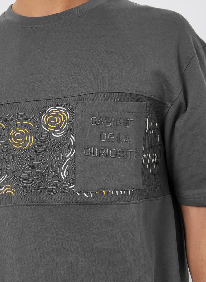 Styli Men Grey Graphic Print Oversized T-Shirt - Image 3